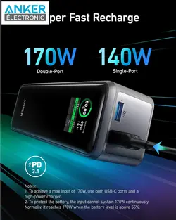 پاوربانک 250 وات انکر Anker Prime 27650mAh Power Bank