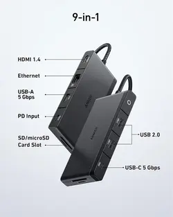 هاب دیتا 9 پورت انکر Anker 552 USB-C Hub 9-in-1 A8373 - انکر الکترونیک