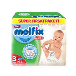 پوشک شورتی مولفیکس سایز 3 بسته 94 عددی