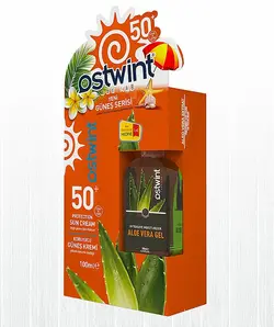 کرم ضد آفتاب SPF +50 همراه با هدیه ژل آلوئه ورا استیونت Ostwint | فروشگاه ارس ترک