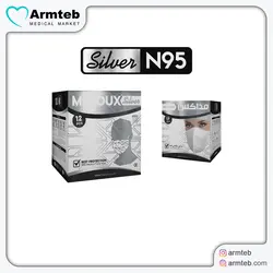 بسته ۱۲ عددی ماسک تنفسی N95 مداکس بدون سوپاپ سایز متوسط (Silver N95)