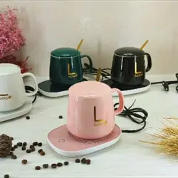 ماگ حرارتی در دار هیتر دار با صفحه گرم کننده برقی رنگ سبز و مشکی وسفیدوصورتی Lucky