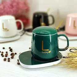 ماگ حرارتی در دار هیتر دار با صفحه گرم کننده برقی رنگ سبز و مشکی وسفیدوصورتی Lucky