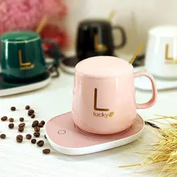 ماگ حرارتی در دار هیتر دار با صفحه گرم کننده برقی رنگ سبز و مشکی وسفیدوصورتی Lucky