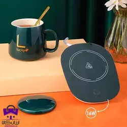 ماگ حرارتی در دار هیتر دار با صفحه گرم کننده برقی رنگ سبز و مشکی وسفیدوصورتی Lucky