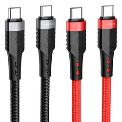 کابل شارژ و دیتا بروفون مدل BU35 و 60 وات، تایپ سی به تایپ سی به طول 1.2 متر