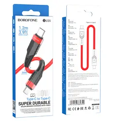 کابل شارژ و دیتا بروفون مدل BU35 و 60 وات، تایپ سی به تایپ سی به طول 1.2 متر