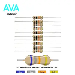 مقاومت 68 کیلو اهم 1 وات 5 درصد بسته 50 تایی
