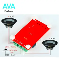 ماژول آمپلی فایر 50×2 وات استریو مبتنی بر تراشه TPA3116 با گیرنده بلوتوثی و ریموت کنترلر