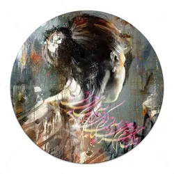 تابلو بوم دایره طرح تلفیقی دختر و خوشنویسی