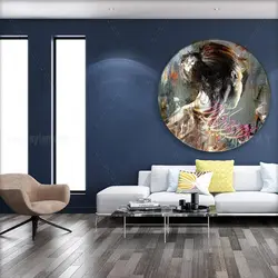 تابلو بوم دایره طرح تلفیقی دختر و خوشنویسی