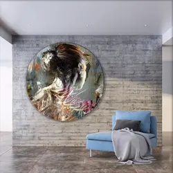 تابلو بوم دایره طرح تلفیقی دختر و خوشنویسی