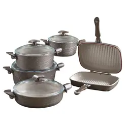 سرويس پخت و پز 10 پارچه اویز Eviz مدل سوینگ رنگ شکلاتی گرانیت