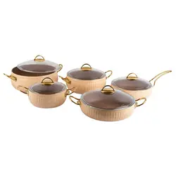 سرویس قابلمه 10 پارچه اویز Selin رنگ کرم گرانیت