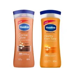 لوسیون بدن وازلین مدل Healthy Even Tone حجم ۴۰۰ میلی لیتر به همراه لوسیون بدن وازلین مدل Cocoa Glow حجم ۴۰۰ میلی لیتر