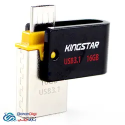 فلش مموری کینگ استار OTG و USB3 با ظرفیت 32 گیگابایت مدل Kingstar S30 - فروشگاه کامپیوتر باران دیجی