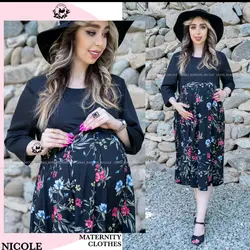 پیراهن بارداری و شیردهی قد میدی