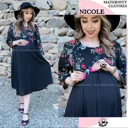 پیراهن بارداری و شیردهی قد میدی