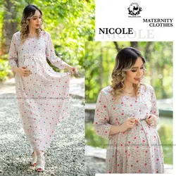 پیراهن بارداری و شیردهی آستین سه ربع