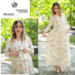 پیراهن بارداری و شیردهی آستین سه ربع