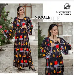 پیراهن بلند بارداری و شیردهی آستین کلوش