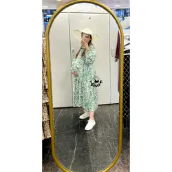 پیراهن نخی یقه دار بارداری شیردهی طرح آبرنگی