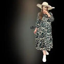 پیراهن بارداری شیردهی آستین بلند تمام دکمه