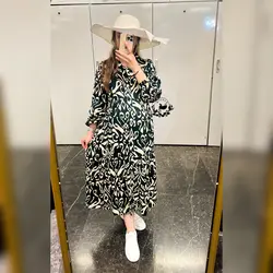 پیراهن بارداری شیردهی آستین بلند تمام دکمه