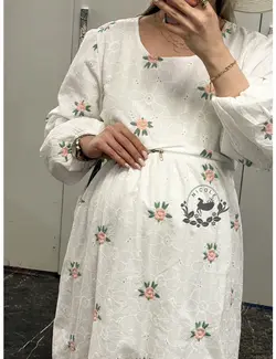 پیراهن بلند خانه دوزی گلدوزی بارداری شیردهی