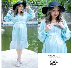 پیراهن بارداری و شیردهی قد میدی طرح دالیا