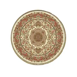 فرش ابریشمی گرد کرامتیان مدل رز کرم قطر 1 متر