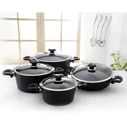 سرویس قابلمه 8/5 پارچه کارال سوپرهاردآنادایزد مدل پریمیوم مدل لارما با درب سیلیکونی