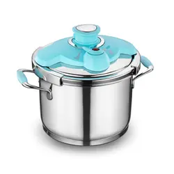 زودپز استیل 6 لیتری کرکماز مدل فلورا فیروزه ای