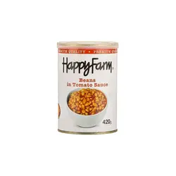 کنسرو لوبیا چیتی در سس گوجه فرنگی هپی فارم 420 گرمی