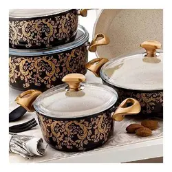 سرویس 9 پارچه تفلون فالز مدل سارایلی طلایی