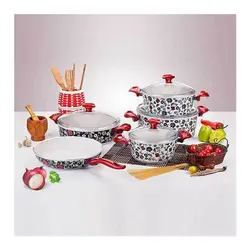 سرویس 9 پارچه فالز با پوشش داخلی گرانیت مدل سیاه اینچه