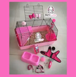 قفس کامل نگهداری خرگوش و خوکچه صورتی Pink Picko
