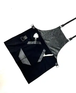 پیشبند باریستا چرمی مشکی - دوره و کتاب آشپزی | آکادمی بوک سی اف