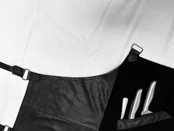 پیشبند باریستا چرمی مشکی - دوره و کتاب آشپزی | آکادمی بوک سی اف