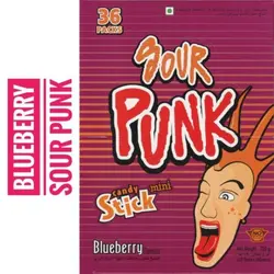 پاستیل بلوبری ترش رشته ای سورپانک بسته 24عددی