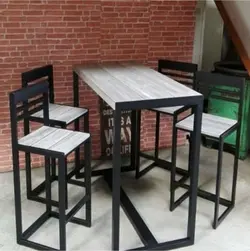 میز و صندلی فایبر گلاس چوب فلز کد 8548 - فروشگاه اینترنتی صنایع چوبی چیرشاپ | فروشگاه میز و صندلی چیرشاپ