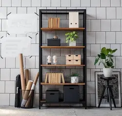 کتابخانه چوب و فلز کد 9820 - فروشگاه اینترنتی صنایع چوبی چیرشاپ | فروشگاه میز و صندلی چیرشاپ