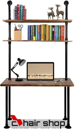 میز تحریر و کتابخانه مدرن چوب و فلز کد 9814 - فروشگاه اینترنتی صنایع چوبی چیرشاپ | فروشگاه میز و صندلی چیرشاپ