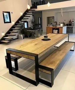 میز ناهارخوری چوب و فلز 6 نفری (با چوب 5 سانت) کد 6237