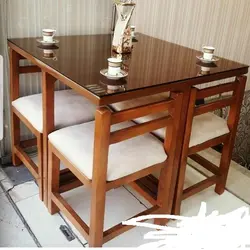 میز و صندلی کمجا با چوب 4 نفره  کد 7565 درجه یک