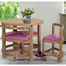 میز و صندلی کمجا با چوب 4 نفره  کد 7576