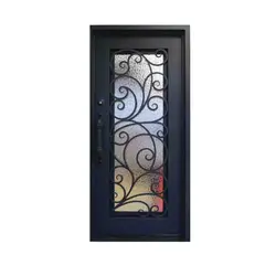 درب فلزی فرفورژه لوکس تک لنگه و شیشه خور کد 2909