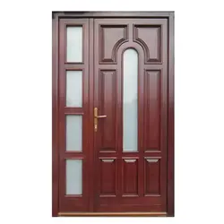 درب چوبی کلاسیک 1.5 لنگه مدل کسری شیشه خور کد 2602