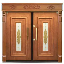 درب ضد سرقت دو لنگه روکش راش مدل ونی گلاس کد 2968