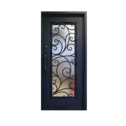 درب فلزی فرفورژه لوکس تک لنگه و شیشه خور کد 2909